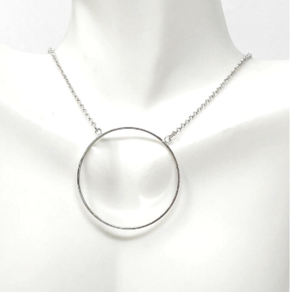 ✨Beautiful Delicate Rare Lele Sadoughi Silver Circle Necklace - Picture 3 of 16